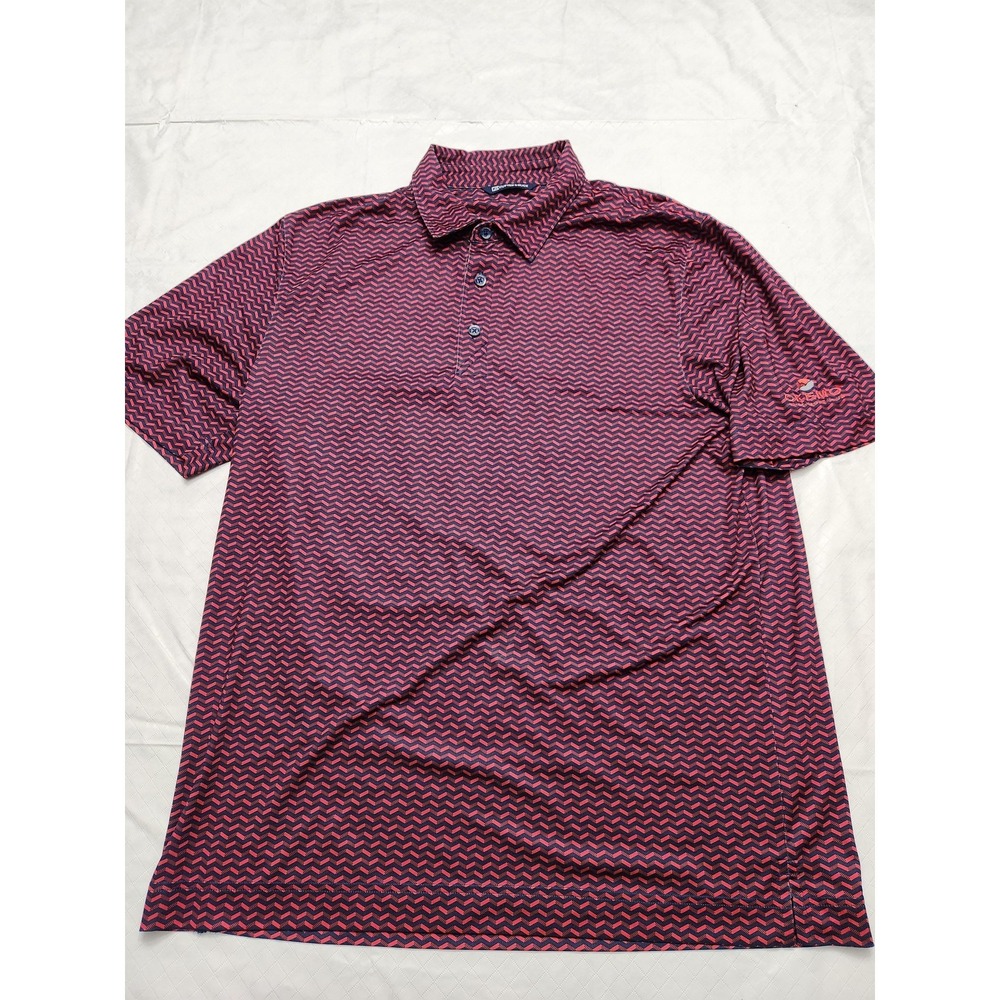 Cutter & Buck Polo Shirt Mens Medium Blue Chevron Golf Performance Stretch Okemo